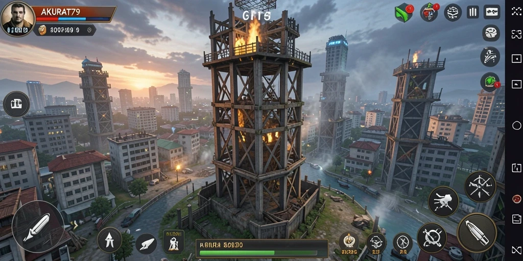 Screenshot utama gameplay Tower Defense AKURAT79 yang mendebarkan.
