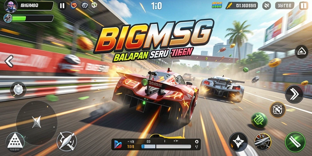 Gameplay Racing yang seru dan mendebarkan di BIGMSG.