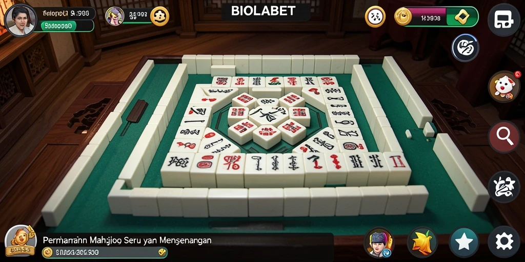Tampilan gameplay seru BIOLABET dengan ubin Mahjong yang berwarna-warni.