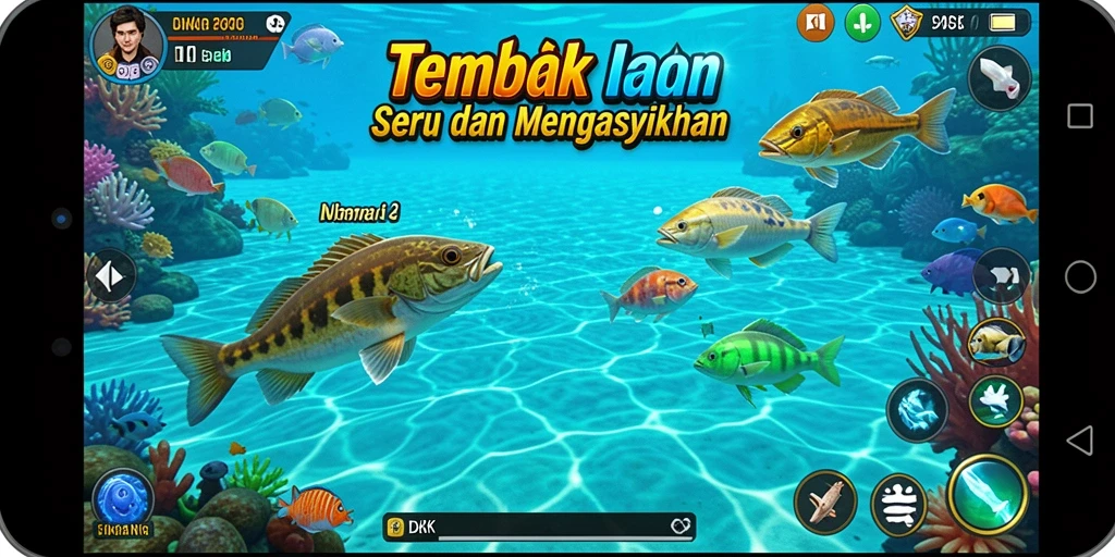 Gameplay DKK yang menampilkan serunya menembak ikan di lautan.