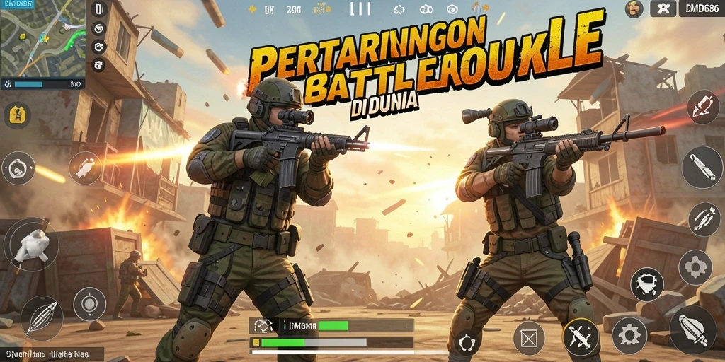 Screenshot DMD686 menampilkan aksi seru dalam pertarungan Battle Royale.