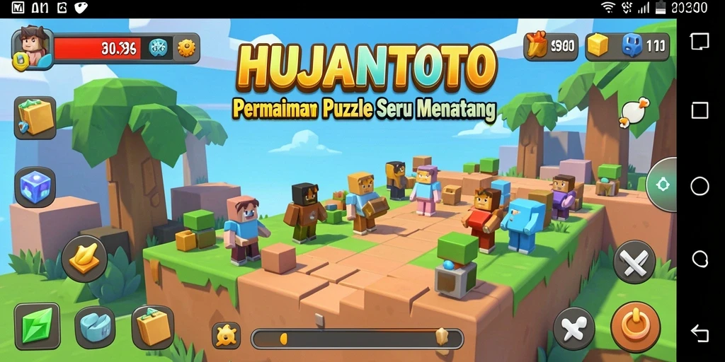 Tampilan gameplay HUJANTOTO dengan berbagai tantangan Puzzle.