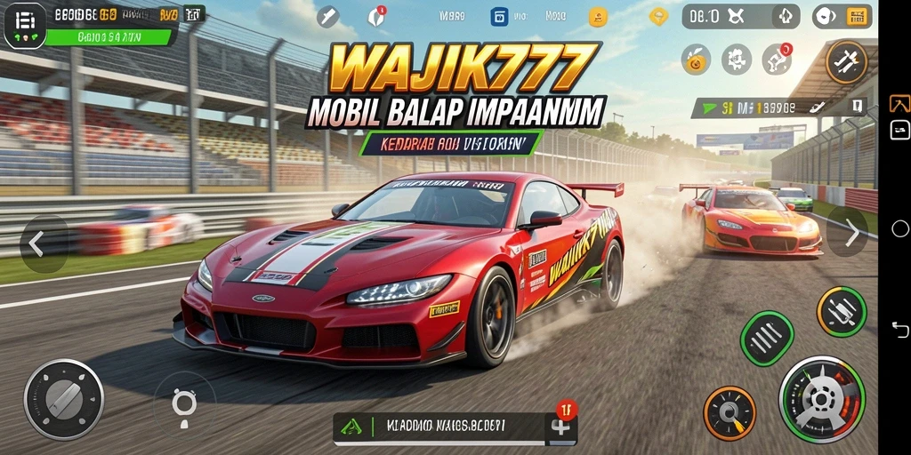 Tangkapan layar gameplay WAJIK777 yang menunjukkan balapan yang mendebarkan.